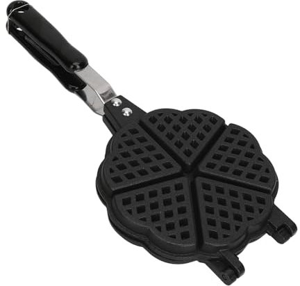 Waffeleisen aus Gusseisen, Waffeleisen mit Langem Griff, Tragbare Aluminium-Waffeleisenpfanne mit Camping-Herdplatte für Familienfrühstück, Pfannkuchen, Puffs, Sandwich-Backen