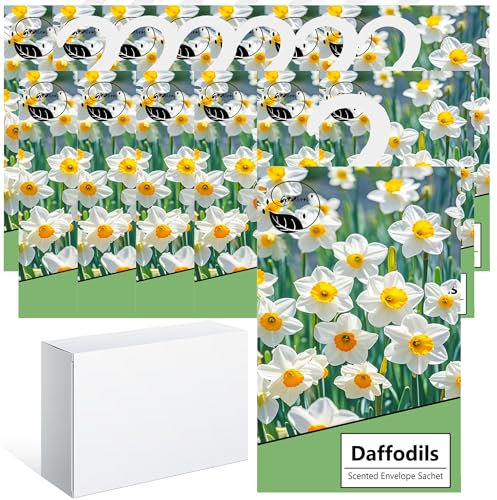 14pcs Profuma Armadio Vestiti, Profumatori Armadio e Cassetti, Profumatore Auto, Profumo Aromi Sacchetti Lavanda Profumati per Armadio Cassetti Armadietti, Scarpiera Deodorante Armadio (narcisi)