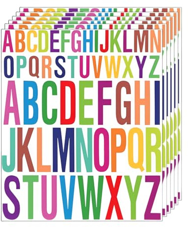 6 Hojas Pegatinas de Letras del Alfabeto Grandes, Letras del Alfabeto Pegatinas de Pared Vinilo Autoadhesivo Grande Letras Impermeables para Manualidades, Buzones (Colorido)
