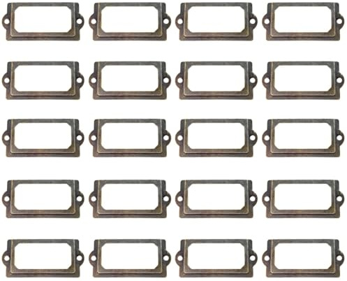 20-pack Skåpdörr Etiketthållare med skruvar, Metalletiketthållare, Retro Etiketthållare, Lämplig för Skåp, Lådor, Förvaringslådor