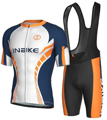 INBIKE Cycling Bike Jersey Men Short Sleeve Biking Shirt Breathable and Quick-Drying Road Bicycle Bibs Shorts Padded Outfits