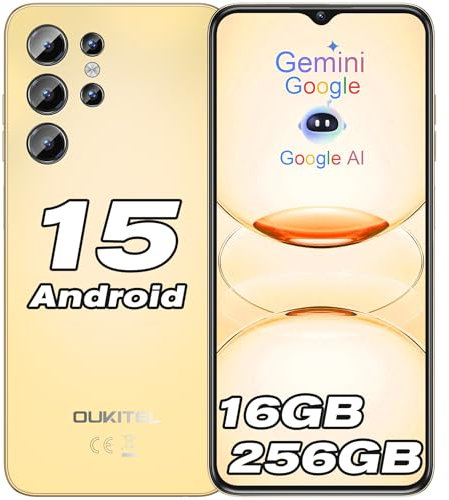 OUKITEL C1 Pro Android 15 Telefonos Moviles Libres - 16GB RAM+256GB ROM/1TB Moviles, Batería 5150mAh Telefono Movil, 6,52 HD+, Cámara 13MP, Triple 4G SIM Smartphone/Fingerprint/Face ID/OTG/3.5mm Jack