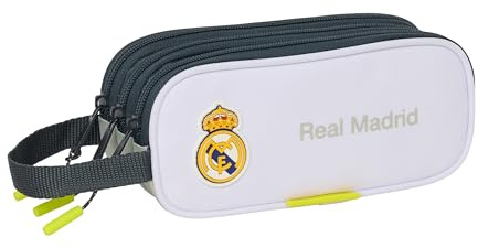 Real Madrid EQUIPACIÓN 25/26 - Estuche Triple Cremallera, Estuche Infantil, Estuche Niño, Ideal para Niños de 5 a 14 Años, Cómodo y Versátil, Calidad y Resistencia, 21x7x8.5 cm