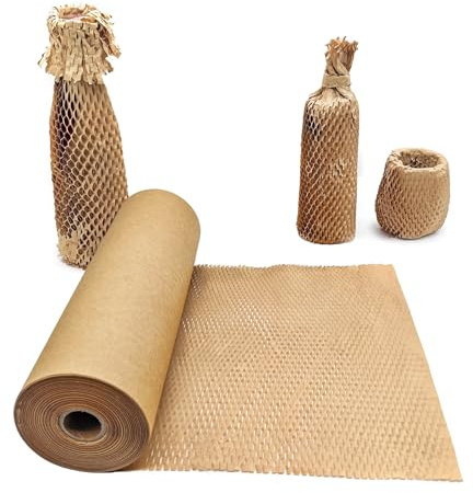 Honeycomb Packing Paper, 12 x 164' Honeycomb Cushioning Wrap Roll for Moving Shipping Packaging Gifts, Recyclable Honeycomb Paper Moving Supplies Bubble Paper Wrapping Protective Roll Khaki