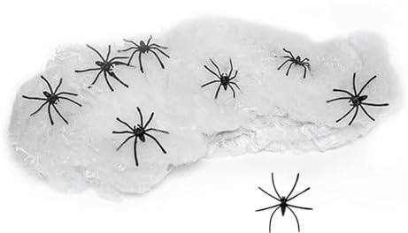 Sprießen Ragnatela di Halloween,Ragnatela Decorativa per Halloween,200g Decorazioni di Halloween di Ragnatele Estensibili con 60 Horror Nero,per Decorazioni Spaventose per Feste di Halloween