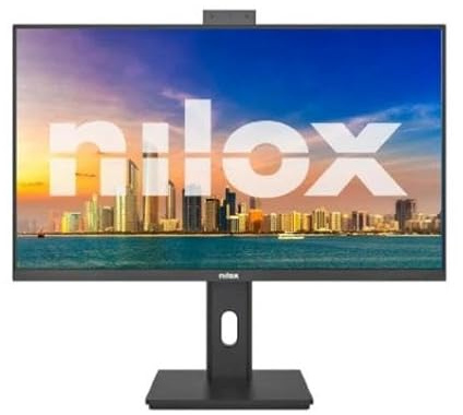 Nilox NXM27RWEB02B Monitor Business 27'' IPS Full HD 120 Hz (Nero), Webcam FHD Integrata, Regolabile, Connessioni HDMI/DP/VGA
