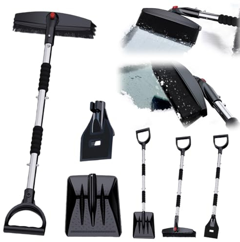 Set da neve per auto 3-in-1: set di pale per neve, raschietto per ghiaccio, spazzaneve con pala, raschietto e scopa, spazzaneve leggero portatile per la pulizia del veicolo invernale