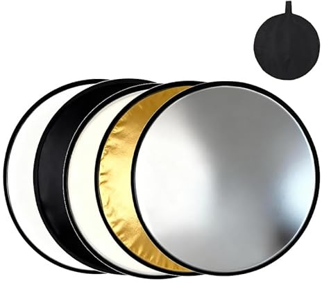 60 CM Réflecteur 5 en 1 pour Photographie, Pliable Reflecteur Lumiere, Panneau Réflecteur Photo Pliable Multi Disques, pour Portrait, Mariage, Selfies et Photographie d’Extérieur