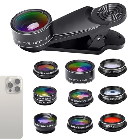 Mobilkameralins – kit med vidvinkelalternativ, mobilobjektivkit | Makrozoomset, objektiv med de-effekt, resefotograferingsutrustning Mobilbildspaket Bättre
