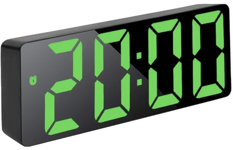 Pmqs Reloj Despertador Digital, 6.7 LED Despertador Números con Temperatura, Fecha, Snooze, Brillo Ajustable, Reloj Sobremesa Adecuado para Dormitorios, Salas de Estar y Viajes