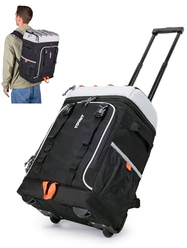 TOURIT - Mochila térmica con ruedas de gran capacidad 30l para 50 latas, bolsa de refrigeración portátil y aislada para playa, para hombres y mujeres, para viajes, camping, senderismo, color negro