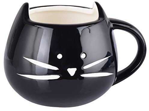 Cisixin Lindo Gatito Taza de Café de Cerámica Taza de Porcelana de Agua/Té/Leche/Café (Negro)