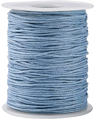 UR URLIFEHALL 100 Yards/90m x 1mm Quality Light Steel Blue Waxed Cotton Thread Cords Macrame Artisan String for Jewelry Making Findings