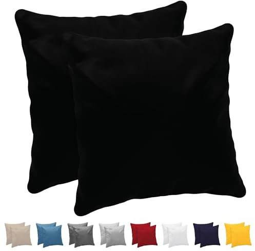 Dreamzie Kissenbezug 80x80 (Set mit 2) - 100% Jersey Baumwolle 150 g/qm Kissenbezüge -Schwarz - Für Kissen 80 x 80 cm - Kissenhülle - Kissenbezug - Resistent und Hypoallergen