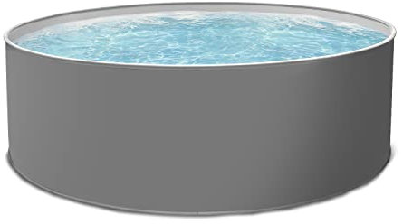 Paradies Pool Rundpool Griza Einzelbecken rund, 300x120cm (Ø x H), Stahlwandpool grau, Poolfolie in grau 0,8 mm, Handlauf, inkl. Skimmer Set, Swimmingpool, Menge: 1 Stück