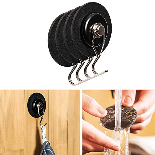 silwy® Bundle Magnet-Haken The ONE bestehend aus 4 Haken inkl. 4 Metall-Nano-Gel-Pads in 7,5 cm Black - nie Wieder Bohren oder Schrauben - flexibel einsetzbar