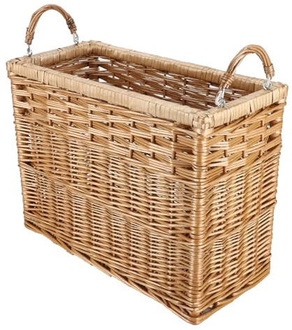 YAHUAN Natural Wicker Storage Basket with Built-in Handles Stair Basket Magazine Basket Large Wicker Baskets for storage Home Organizing Laundry (Wicker)