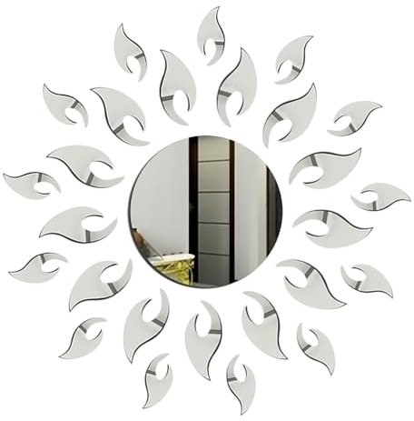 3D Miroir de Tournesol Stickers,Tournesol Autocollants Muraux Amovibles Etiquette Autocollante Acrylique Miroirs Stickers,Décoration Murale pour Salon, Chambre à Coucher, Décoration de Ferme Argent