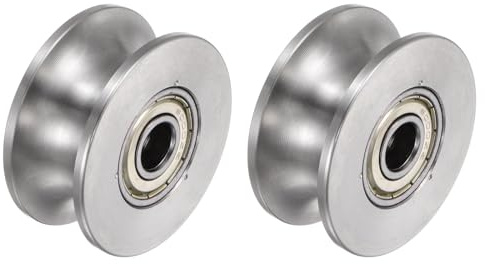 QUARKZMAN 2pcs Rueda de Pista en U 1.89 Rodillos de Doble Cojinete de Acero Inoxidable 304 para Pista Invertida Máquinas Industriales Puertas Corredizas