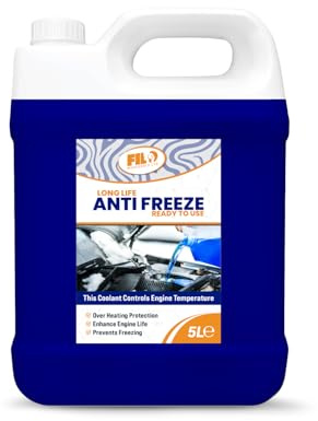 Filo Blue Antifreeze coolant for Car Ready to Use 5L |-30°C Protection Engine Coolant Long-Life Formula | G12 Coolant, G12+ & G13 Compatible | Universal Car Coolant for Summer & Winter Use