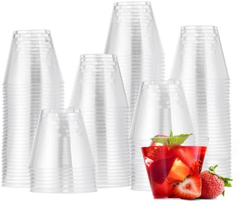 MATANA 120 Verres en Plastique Dur Transparent, Gobelets pour Cocktails, Champagne, Vin et Desserts (255ml / 9oz) - Mariages, Anniversaires, Noël, Fêtes - Solide & Réutilisable