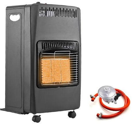 Gas Heater Indoor Portable Foldable Calor Heating Cabinet with 3 Heat Settings Hose Clips Regulator for Home Office Garage Workshop GH-ZRA-18