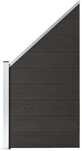Homgoday Panel de Valla WPC Negro 95x(105-180) cm Valla de Enrejado Celosía Extendible de Mimbre Pantalla de Privacidad para Jardín Verde