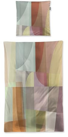 Irisette Wave Mako-Satin Bettwäsche 155x220 Karo Oliv Beere Sand 8592-90