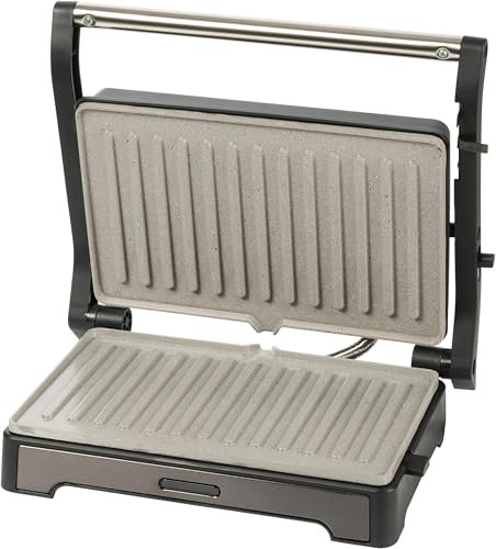 STARCREST Sandwich-Maker 180° Öffnung im Kontaktgrill bzw. Panini Grill Format, 23x15cm Antihaft Sandwichtoaster mit Keramik-Platten für Sandwiches, Fleisch und Gemüse, 1000W, LED-Licht, rutschfest