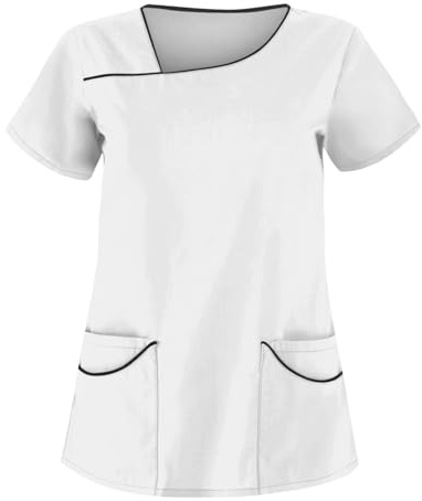 Femmes Tunique Scrub Unie - Col irrégulier - Uniforme décontracté - Soins de santé - Hôpital Infirmière médicale pour Adultes