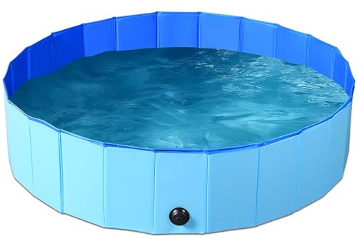 BPS BPS-15900 - Piscina pieghevole per animali domestici, 80 × 20 cm, in PVC resistente, portatile, con drenaggio, ideale per animali domestici