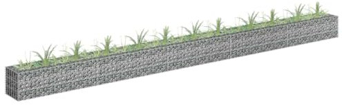 HaoChrymec Jardinière Surélevée with Gabion en Acier Galvanisé, Panier à Pierre, Parterre Surélevé en Gabion, Jardinière à Gabion, Jardin Extérieur, Gris, 450 x 30 x 30 cm