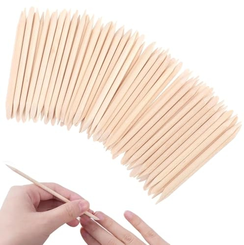 200 Premium Dual-Ended Orange Wood Nail Sticks for Salon & Home Manicures - Splinter-Free