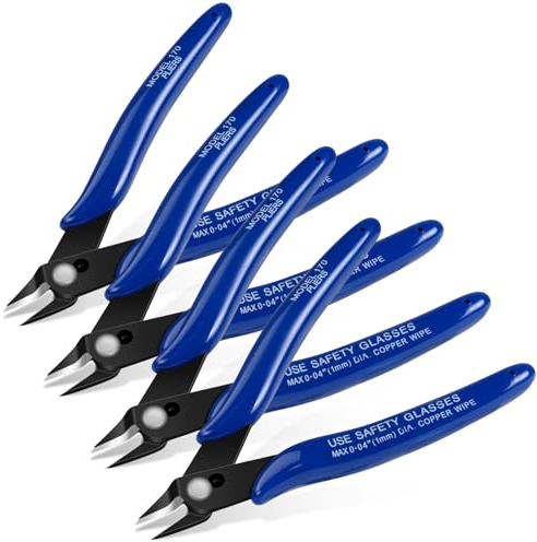 Ainiv Alicates de Corte Diagonal, 4PCS Azul Cortador Lateral con Estuche Protector, Alicates Modelismo para Electricista Cortador de Precisión
