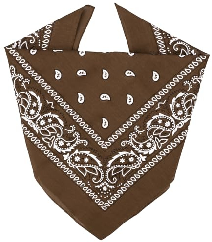 ZENO Bandana Marrón – 100% Algodón & Fibra Natural – Pañuelo Cabeza Hombre y Mujer Sin Poliéster – Suave, Resistente & Lavable – Bandana Hombre y Mujer – Unisex & Niños