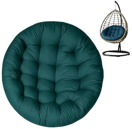 PORFOYO Cuscino per poltrona sospesa, cuscino per poltrona sospesa, 60 x 60 cm, per esterni, rotondo, per altalena sospesa, in cotone, lavabile, cesto sospeso, colore verde scuro