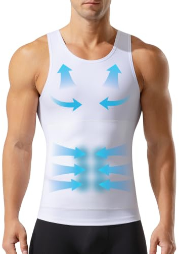 Mauro Kane Canotta Compressione Uomo Contenitiva Pancia Piatta - Body Shaper Snellente Intimo Senza Maniche - Maglietta Modellante Bianco XL