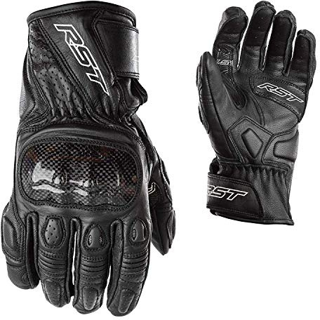 RST 2123 Stunt III CE Men's Short Sports Leather Motorcycle Gloves - Black L