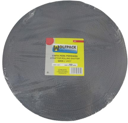 WOLFPACK LINEA PROFESIONAL - Cinta Persiana Gris 18 mm. Rollo 50 Metros