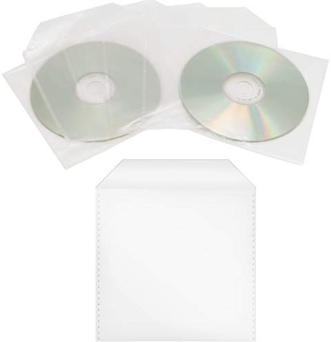 Trendsky 1000 x CD/DVD/Bluray Schutzhüllen, PP,Transparent Hüllen, Sleeves mit Lasche, Leerhülle, für CDs DVDs BD Rohlinge, Plastik Tasche mit Klappe, Folien Hülle, Single CD-Sleeve Box