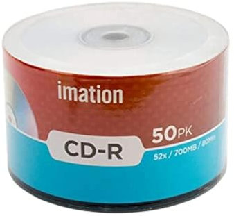 Imation 50 Pack CD-R 52X 700MB/80Min Branded Logo Blank Media Recordable Data Disc