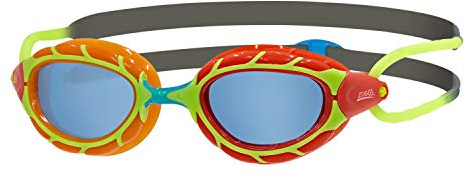 Zoggs Predator Junior Gafas de natación, Unisex-Youth, Orange & Red/Grey & Green/Tint/Tönung, 6-14 años