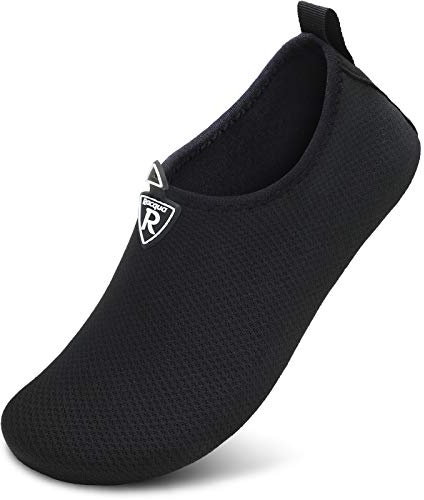 Racqua Wasserschuhe für Männer und Frauen, Barfuß, Strand, Schwimmschuhe, schnell trocknende Aqua-Yoga-Socken für Pool, Reisen, Kajakfahren, Fluss Schwarz 46-47