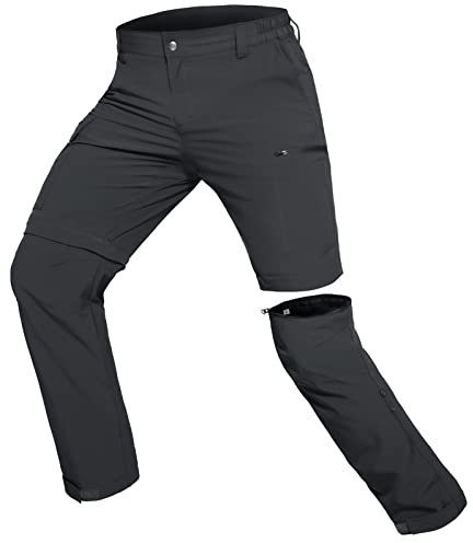 Hiauspor Wanderhose-Herren-Zip-Off-Outdoorhose-Sommer-Leicht-Trekkinghose-Atmungsaktiv-Schnell-Trockend-Funktionshose-Softshellhose-mit-5-Tiefe-Taschen (M, Dunkelgrau)