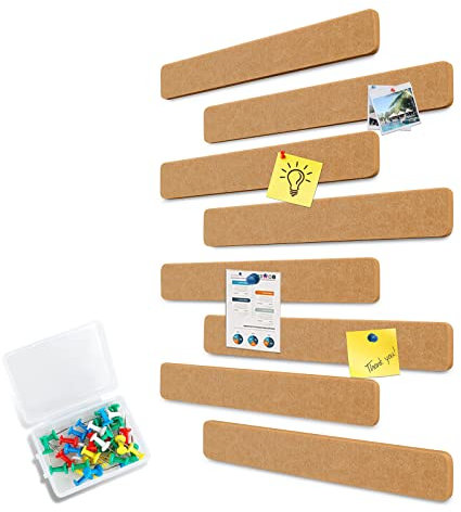 Uoisaiko Filz Pinnwand Selbstklebend mit 40 Pinnnadeln, 8 Stück Pinnwand Bar Streifen Filzboard Memotafeln Fotos Filzplatte Bulletin Board Wanddekoration für Büro Küche