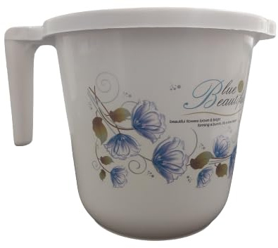 ADHAATA Homely Bathing Cup Certified Bath Water Cup 1 Litre Floral Design BPA Free Camping Dabba Bathroom Cup - Assorted Colors