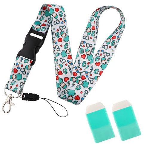 PACK Lanyard Enfermera + Protector Bolsillo, Cuelga Llaves Cuello, Colgante Tarjetas De Identificación Para Enfermeras, Cinta Llaves Cuello, Regalos Originales Para Enfermeras, Sanitarios (Verde)