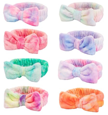 WSYUB Fasce per capelli spa per ragazze, fascia per la cura della pelle per bambini, fascia per lavare il viso, fasce per trucco, fascia per pigiama party per adolescenti, 8 pezzi