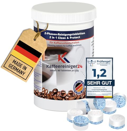 80x 2-Phasen Reinigungstabletten für Kaffeevollautomat kompatibel mit Jura Kaffeevollautomaten a´3,5g in luftdichter Dose mit Schraubverschluss zur sicheren Aufbewahrung
