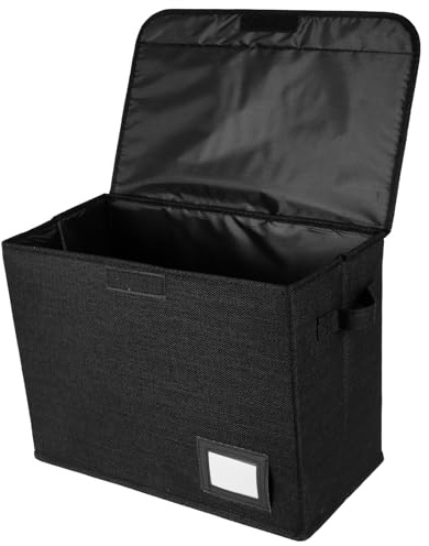 Caja de almacenamiento plegable para cómics, 40 x 20 x 30 cm, lavable, organizador de cómics con asa y tapa cerrada para armario, estante y oficina (negro)